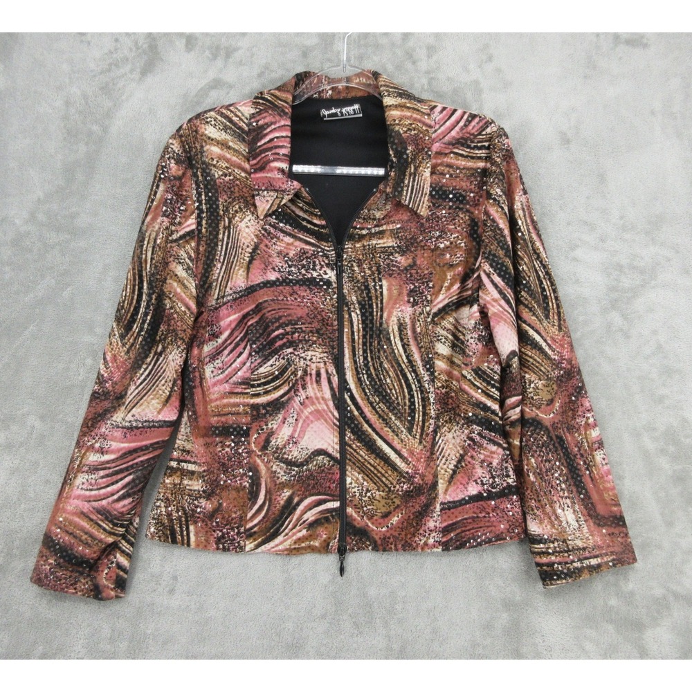 Joseph Ribkoff Jacket Womens Size 12 Sequin Embellished Abstract Full Zip Artsy